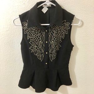 Esley button down collared peplum top